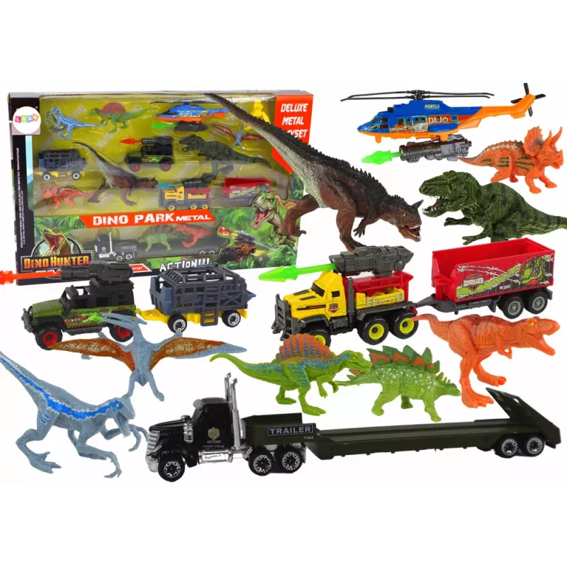 LEAN TOYS Helicopter Dinosaurs Vehicle Set 8 Colorful Pcs