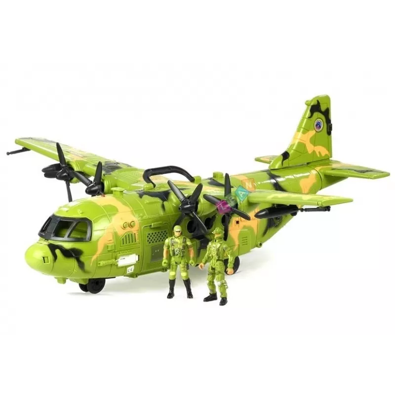 LEAN TOYS Riesiges Militärflugzeug 55cm mit Zubehör