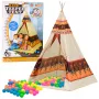 LEAN TOYS Indian Tipi Zelt Basis für Kinder + 60 Bälle 155 cm