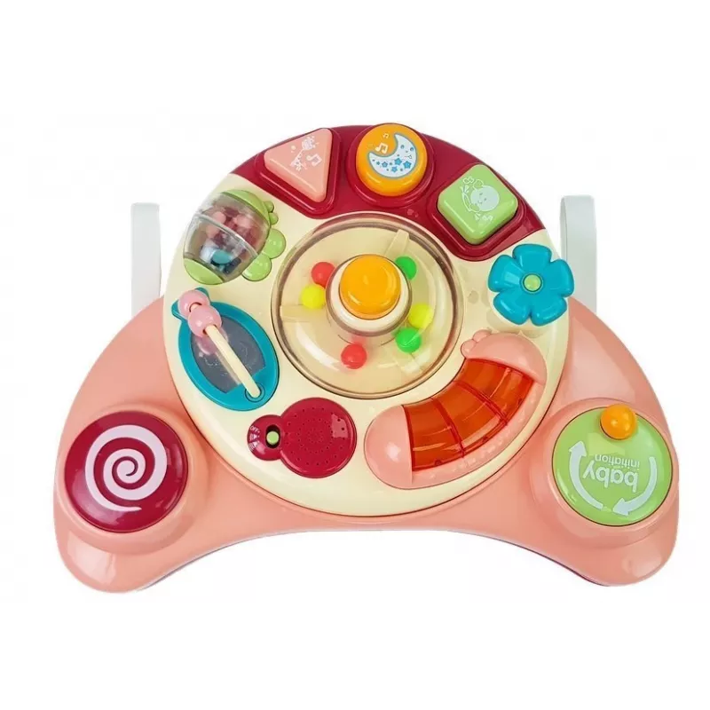 LEAN TOYS Interaktives Baby-Panel-Spielzeug Musik Tiere Pink