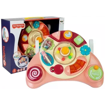 LEAN TOYS Interaktives Baby-Panel-Spielzeug Musik Tiere Pink