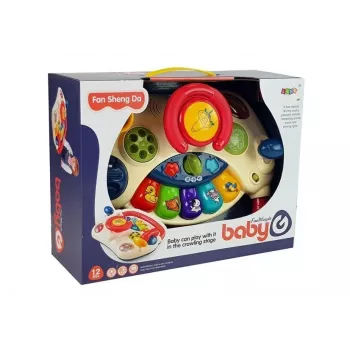 LEAN TOYS Interaktives Baby-Lenkrad mit Klavier und Tiergeräuschen Telefon