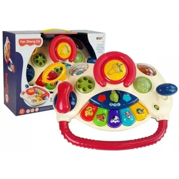 LEAN TOYS Interaktives Baby-Lenkrad mit Klavier und Tiergeräuschen Telefon