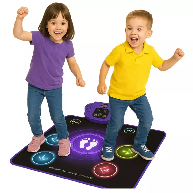LEAN TOYS Interaktive Tanzmatte für Kinder mit Bluetooth 5.0, 5 Spielmodi & 3 Sprachen