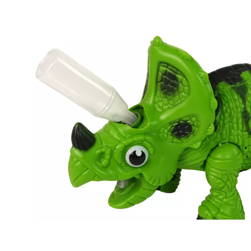 LEAN TOYS Interaktiver Dinosaurier Triceratops Dampf Wasser Sound Grün