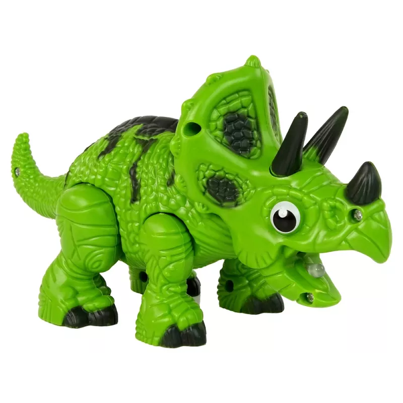 LEAN TOYS Interaktiver Dinosaurier Triceratops Dampf Wasser Sound Grün