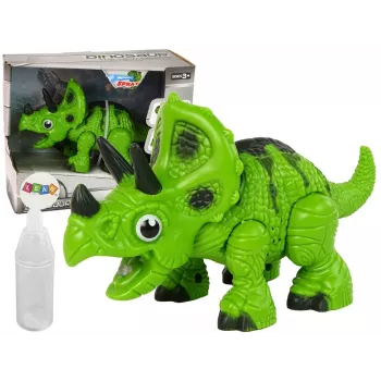 LEAN TOYS Interaktiver Dinosaurier Triceratops Dampf Wasser Sound Grün
