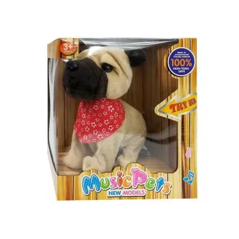 LEAN TOYS Interaktiver Hund an der Leine, bellt, wedelt mit dem Schwanz, Sensoren