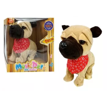 LEAN TOYS Interaktiver Hund an der Leine, bellt, wedelt mit dem Schwanz, Sensoren