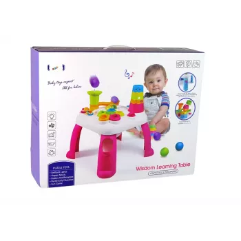 LEAN TOYS Interaktiver Lerntisch mit Kugelbahn und Rutsche Blau