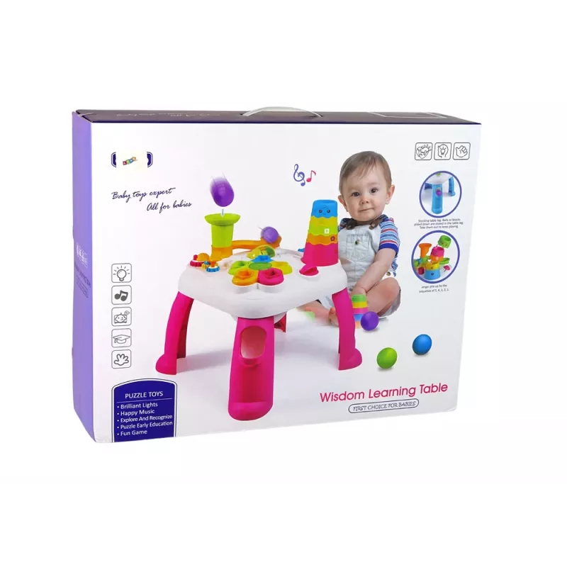 LEAN TOYS Interaktiver Lerntisch mit Kugelbahn und Rutsche Blau