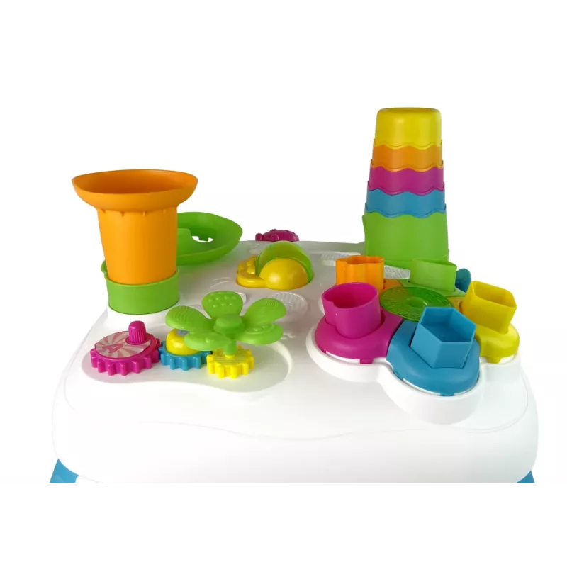 LEAN TOYS Interaktiver Lerntisch mit Kugelbahn und Rutsche Blau