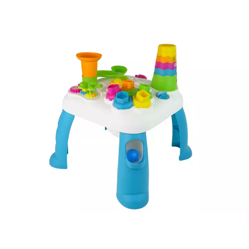 LEAN TOYS Interaktiver Lerntisch mit Kugelbahn und Rutsche Blau