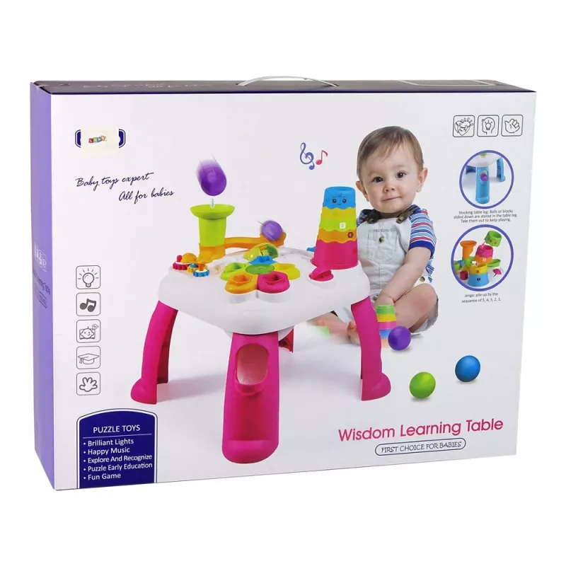 LEAN TOYS Interaktiver Lerntisch Ballsortierer Rutsche Pink