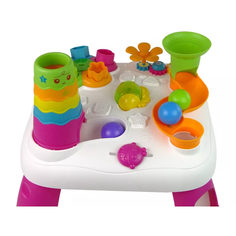 LEAN TOYS Interaktiver Lerntisch Ballsortierer Rutsche Pink