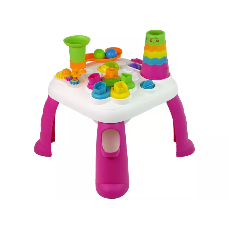 LEAN TOYS Interaktiver Lerntisch Ballsortierer Rutsche Pink