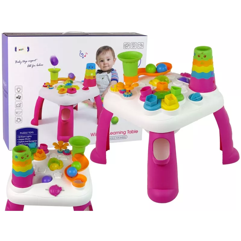 LEAN TOYS Interaktiver Lerntisch Ballsortierer Rutsche Pink