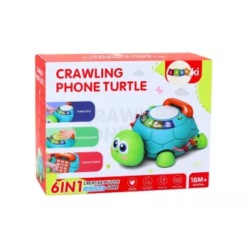 LEAN TOYS Interaktives Lern-Schildkröten-Telefon 6in1 Lichter Geräusche Grün