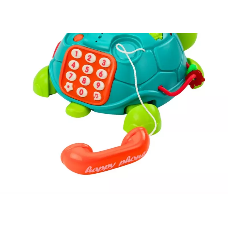LEAN TOYS Interaktives Lern-Schildkröten-Telefon 6in1 Lichter Geräusche Grün