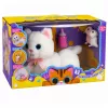 LEAN TOYS Interaktives Kätzchen mit Fläschchen und kleinen Sounds Melodien Aufnahme Weiß