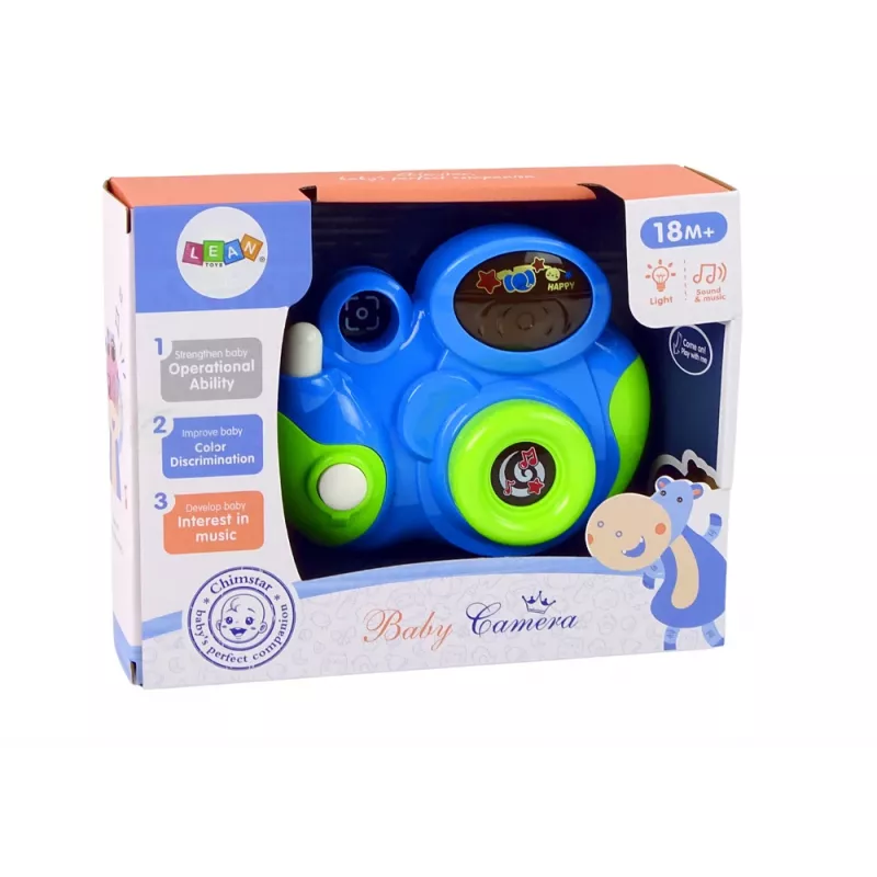 LEAN TOYS Interaktive Fotokamera für Babys mit Melodien aus Licht und Klang, blaue Farbe