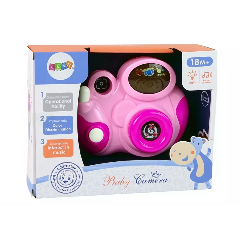 LEAN TOYS Interaktive Fotokamera für Babys mit Melodien aus Licht und Klang, Farbe Pink