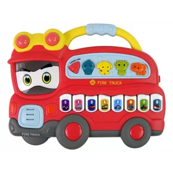 LEAN TOYS Interaktives Klavier Feuerwehr Sound Tiere Fahrzeuggeräusche Melodien