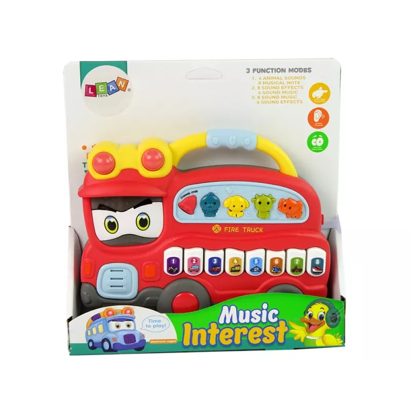 LEAN TOYS Interaktives Klavier Feuerwehr Sound Tiere Fahrzeuggeräusche Melodien