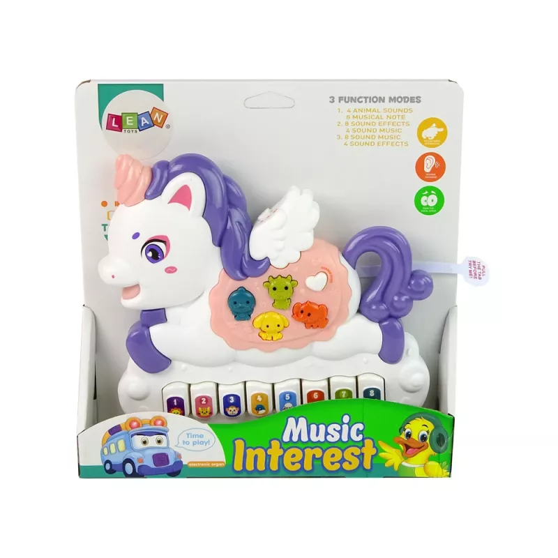LEAN TOYS Interaktives Piano Einhorn Tiergeräusche Melodien Weiß