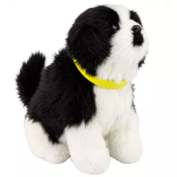 LEAN TOYS Interaktiver Plüschhund mit weichem Fell, Border Collie Rasse