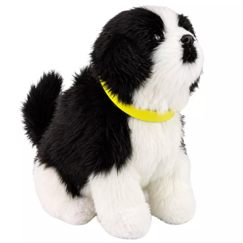 LEAN TOYS Interaktiver Plüschhund mit weichem Fell, Border Collie Rasse