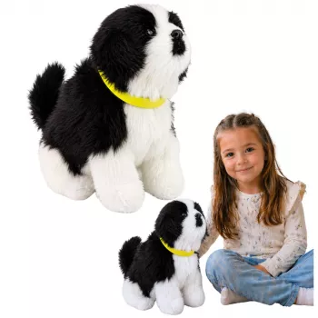 LEAN TOYS Interaktiver Plüschhund mit weichem Fell, Border Collie Rasse
