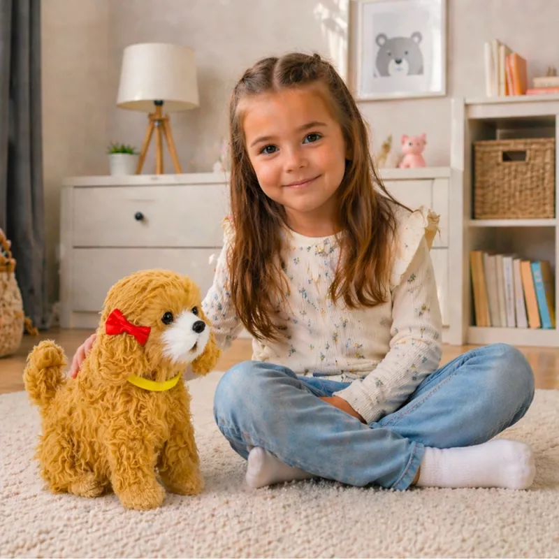 LEAN TOYS Interaktiver Plüschhund mit weichem Fell, Rasse Pudel