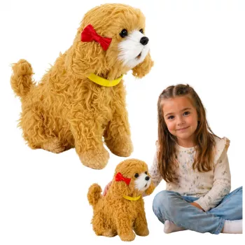 LEAN TOYS Interaktiver Plüschhund mit weichem Fell, Rasse Pudel