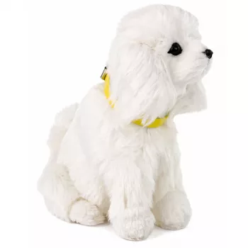 LEAN TOYS Interaktiver Plüschhund mit weichem Fell, Pudel, Kopf streicheln und Funktionen entdecken