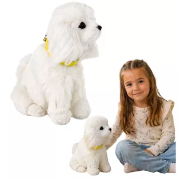 LEAN TOYS Interaktiver Plüschhund mit weichem Fell, Pudel, Kopf streicheln und Funktionen entdecken