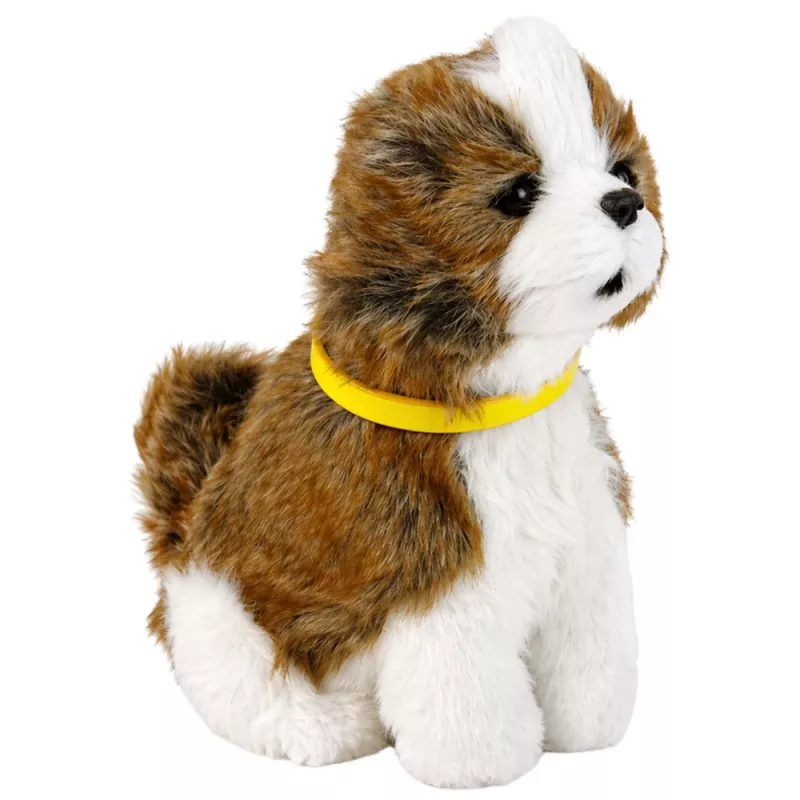 LEAN TOYS Interaktiver Plüschhund mit weichem Fell, Rasse Shih Tzu