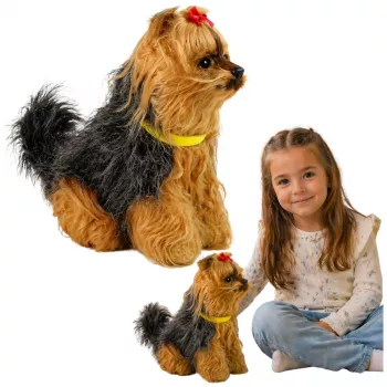 LEAN TOYS Interaktiver Plüschhund - Weiches Fell, Yorkshire Terrier Rasse, Streicheln Sie seinen Kopf und lernen Sie seine Funktionen