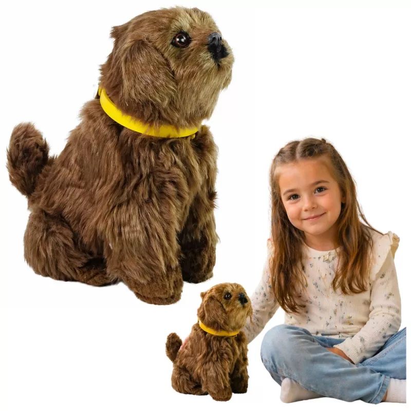 LEAN TOYS Interaktiver Plüschhund mit weichem Fell - Streicheln Sie seinen Kopf und lernen Sie seine Funktionen