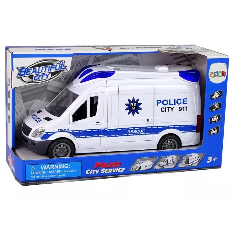 LEAN TOYS Interaktives Polizei-Radioauto mit Licht- und Soundeffekten, öffnende Türen