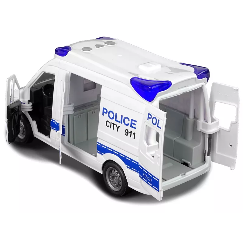 LEAN TOYS Interaktives Polizei-Radioauto mit Licht- und Soundeffekten, öffnende Türen