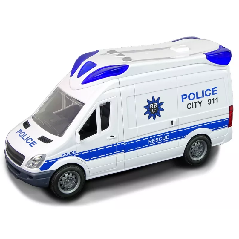 LEAN TOYS Interaktives Polizei-Radioauto mit Licht- und Soundeffekten, öffnende Türen