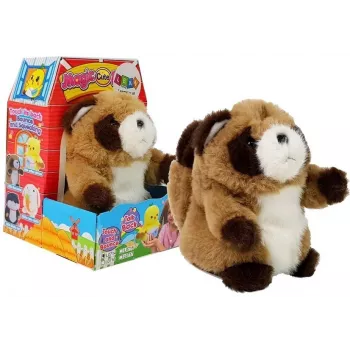 LEAN TOYS Interaktives Plüschtier Waschbär zum Nachsprechen