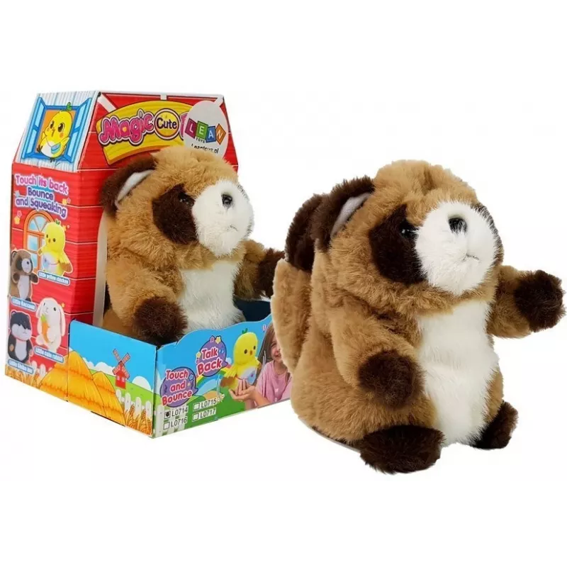 LEAN TOYS Interaktives Plüschtier Waschbär zum Nachsprechen