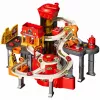LEAN TOYS Interaktives Parkhaus mit Waschanlage und Werkstatt – Feuerwehr Spielset mit 8 Autos
