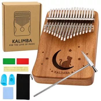 LEAN TOYS Kalimba 17 Tasten Holz Musikinstrument mit Zubehörtasche