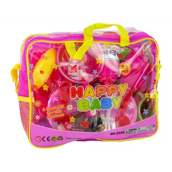 LEAN TOYS Küchenset 31-teilig mit Tasche Geschirr Teller Kinder