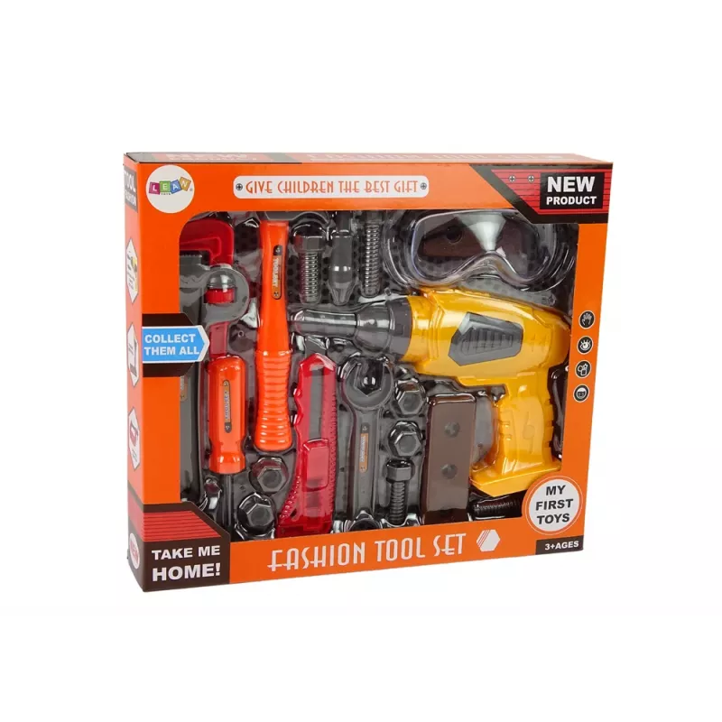LEAN TOYS Großer DIY-Werkzeugkasten + Akku-Bohrmaschine Handwerker-Set