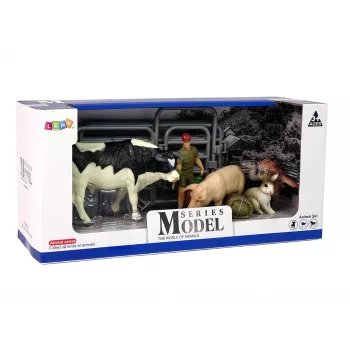 LEAN TOYS Großer Bauernhoftierfiguren-Set + Bauer und Gehöft 10 Teile