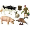 LEAN TOYS Großer Bauernhoftierfiguren-Set + Bauer und Gehöft 10 Teile